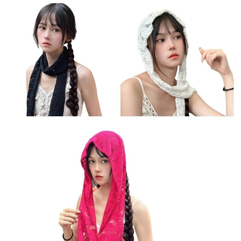 Dreieckige Spitzenschal-Haarbänder für Frauen und Mädchen, Haarbandanas, Dekorationen, ethnisches Stirnband, exotisches Kopftuch