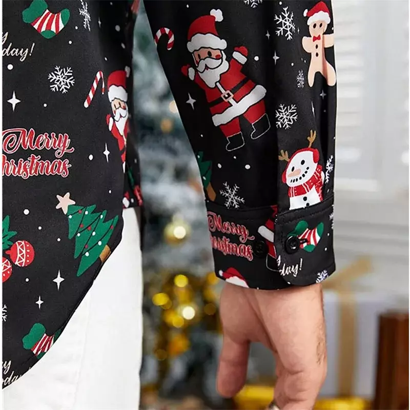 Camisa navideña con estampado de muñeco de nieve para hombre, camisa de moda de alta calidad, botones, diseño de diseñador, Tops con solapa, talla grande, 2024