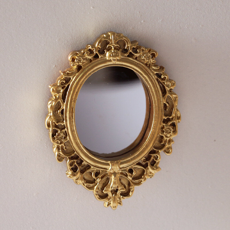 Dollhouse Miniature Frame Acessórios, Mini Móveis, Mirror Wall Room Mirror, Classical Doll House Mirrors