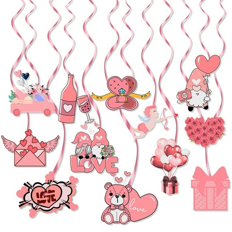 2024 Valentijnsdag Spiraalvormige Charme Amerikaanse Valentijnsdag Liefde Pijl En Boog Feestdecoratie Bedels Duurzaam Eenvoudig Te Installeren