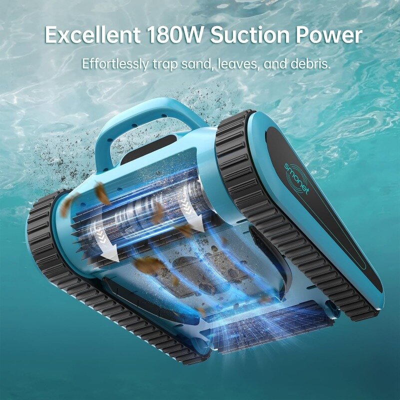 เครื่องดูดฝุ่นไร้สายในสระว่ายน้ำไร้สาย smone: Alat kolam หุ่นยนต์อัตโนมัติใช้เวลา150นาทีปีนกำแพง180W ตัวชี้วัดแบบดูดพลังสูง