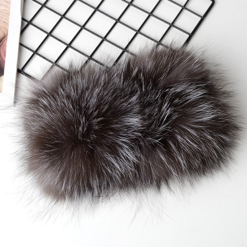 Fox Fur Scarf Fur Headbands Women Winter Warm Knitted Fur Scarves Natural Fluffy Fur Headband For Ladies Real Fur Ring Scarves