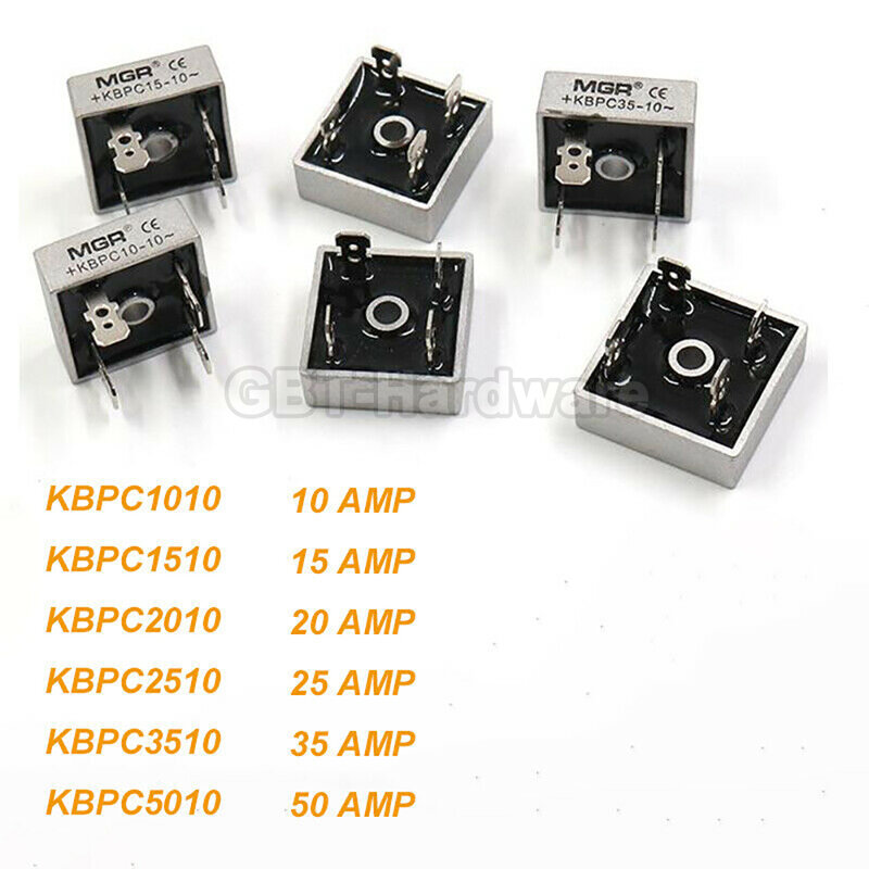1000V Single Phase Diode Bridge Rectifier Metal Case KBPC3510 Dedicated Radiator Current 10A 15A 20A 25A 35A 50A AC To DC