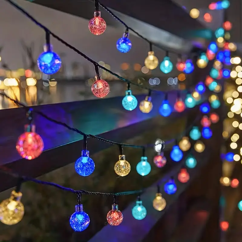 Lampu tali tenaga surya LED, lampu bola gelembung tenaga surya LED luar ruangan dengan 8 mode tetesan air untuk penerangan Taman Pesta dekorasi liburan