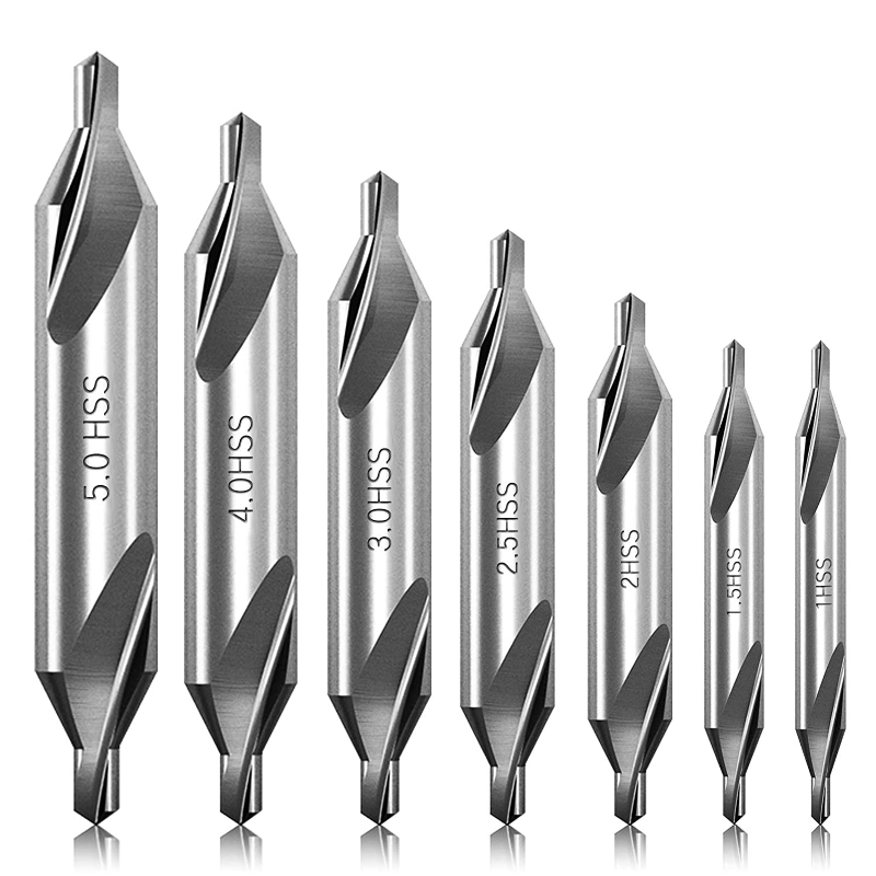 5/6/7Pcs Center Drill Bits Set 60-Degree Angle Center Drill Bits Kit Countersink Tools for Lathe Metalworking 1/1.5/2/2.5/3/4/5