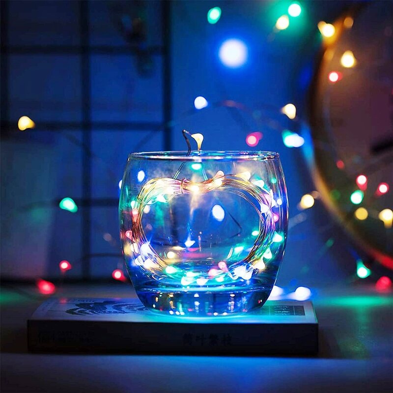 Guirnalda de luces LED con cable de cobre y plata, luces de hadas impermeables para decoración de fiestas, bodas y Navidad, 10/20/30M