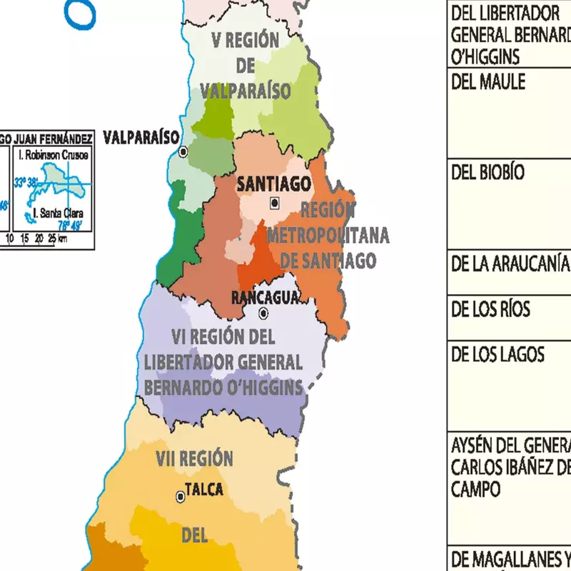 Mapa de Chile en español, Póster Artístico de pared, pintura en lienzo, decoración del hogar, suministros escolares, 59x84cm