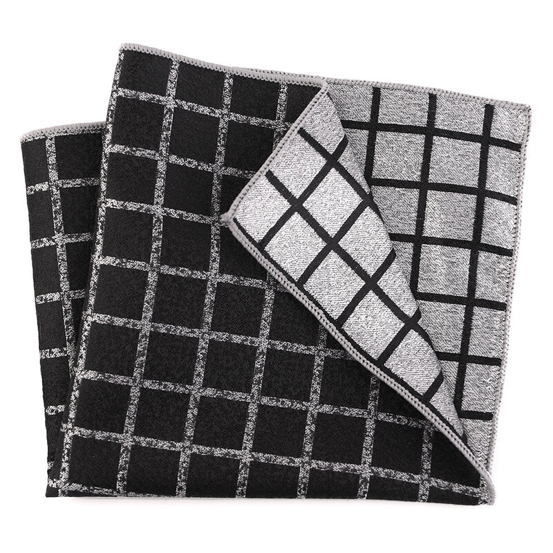 Black Bussiness Pocket Towel Korean Style Lattice Dot Handkerchief Fit Wedding Formal Suit Chest Towel Accessories For Men