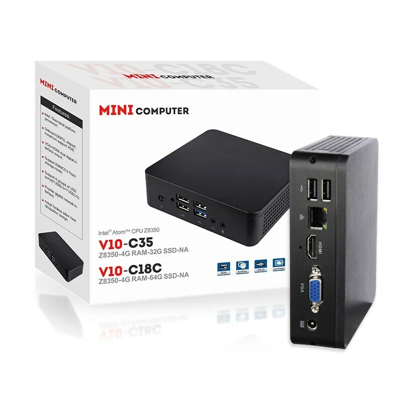 Mới Nhất SZMZ MINI PC X5 Z8350 1.92GHz 4GBRAM 64GB SSD Wnidows 10 Linux Hỗ Trợ HDD 2.5 Inch VGA HDMI Máy Tính Văn Phòng WIN10 TV BOX