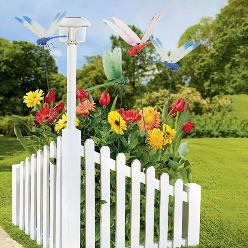 방수 미끄럼 방지 가짜 잠자리 클립, 야외 정원 말파리 킬링, 3D 잠자리 장식 클램프 키트, 3 가지 색상, 3 개
