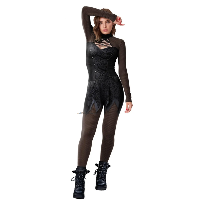 2024 kobieta gotycki kostium dziewczęcy seksowny kombinezon Cosplay Zentai body 12% Spandex karnawałowe stroje imprezowe odzież damska