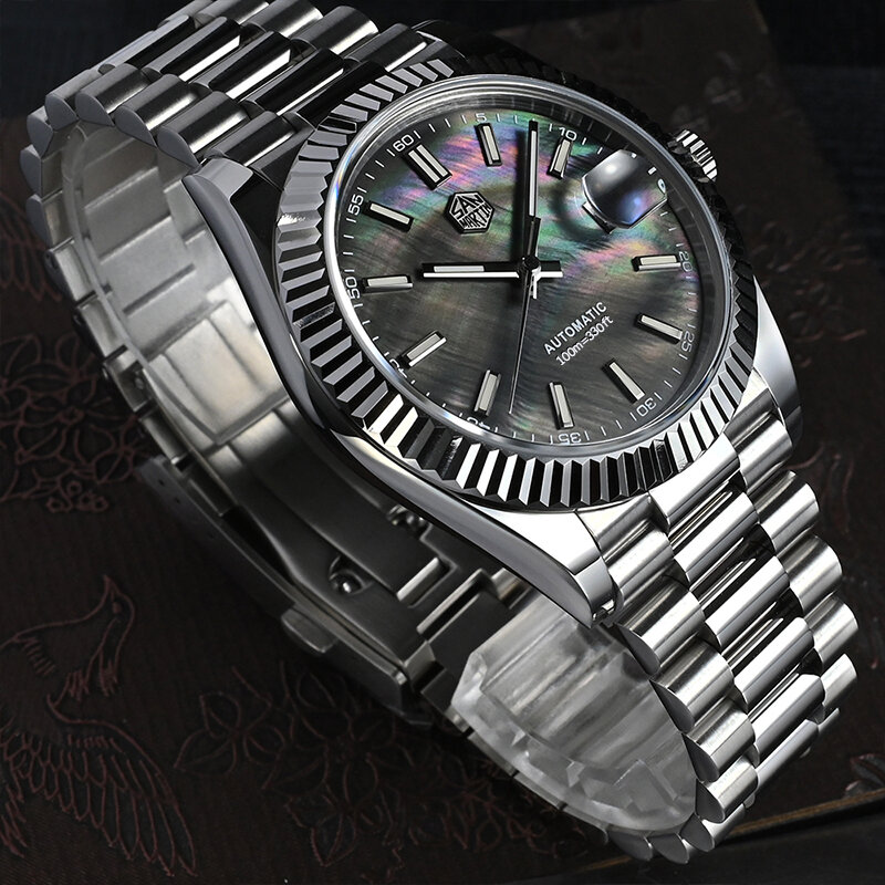 2022 San Martin 40MM mężczyźni automatyczne mechaniczne zegarki MOP Retro luksusowe Sapphire PT5000 rzeźba karbowany Bezel 10Bar Reloj Hombre