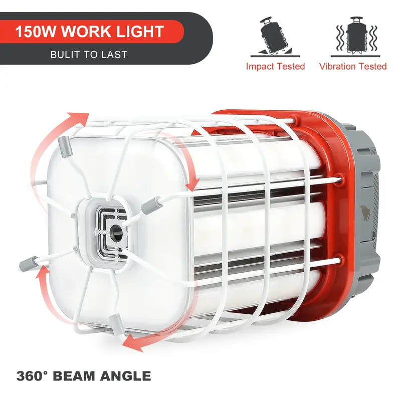 Portátil Jobsite iluminação LED, trabalho temporário luz, construção lâmpada, CETL, 150 watts, 120volts, 360 graus