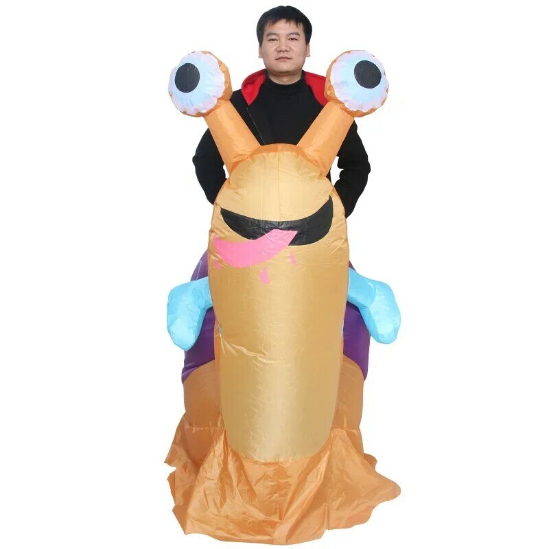 Riding on Snail Inflatable Costume Funny Blow Up Suit Halloween Party Clothing Fancy Dress for Adult