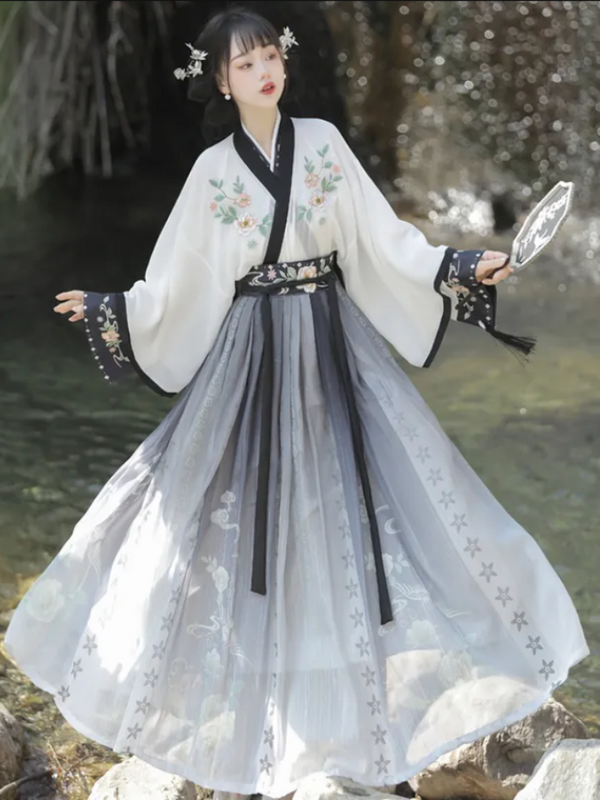 Originele Echte Goederen Geborduurde Hanfu Dames Jin-Made Elegante Taille-Lengte Rok Chinese Stijl Danskleding Lente Herfst