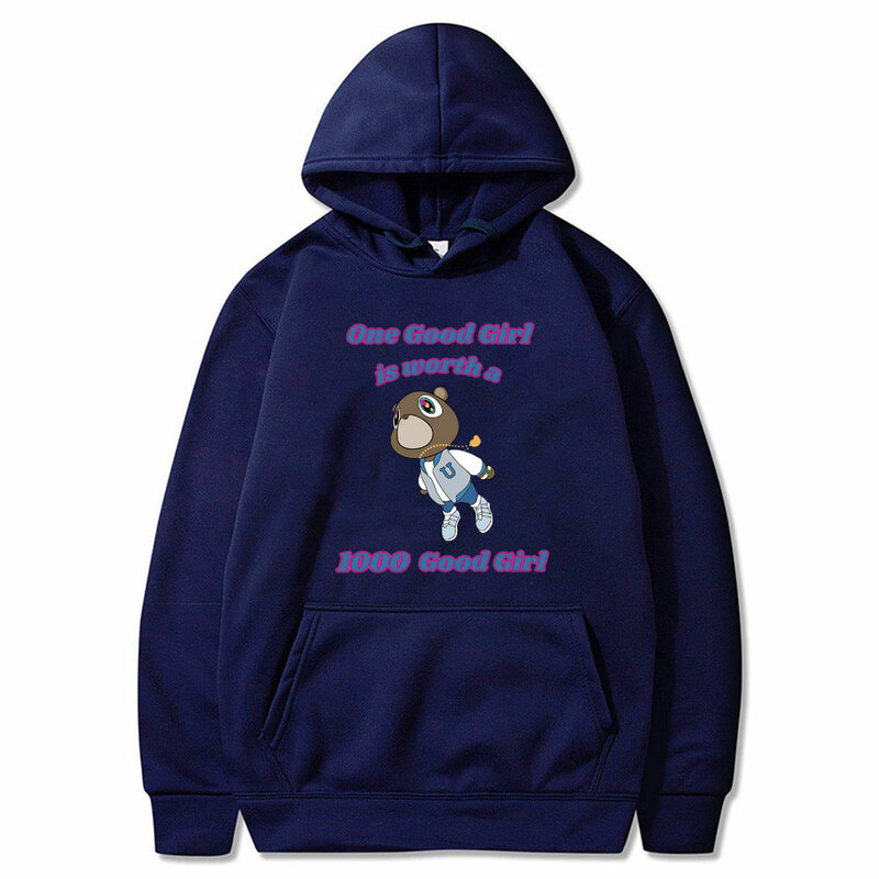 Wisuda One Good Girl Is Worth A 1000 Good Girl tudung motif Meme Rap lucu Kanye West pria Hip Hop kasual longgar Sweatshirt ukuran besar