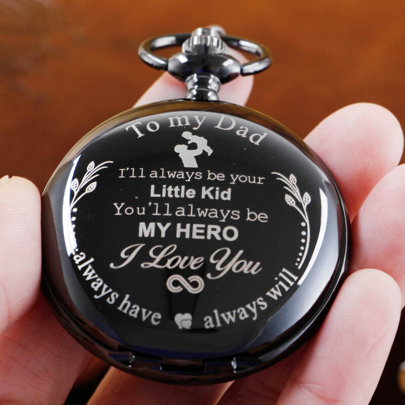 นาฬิกาพกควอตซ์ของขวัญวันเกิดดีไซน์ของพ่อสำหรับผู้ชายนาฬิกาห่วงโซ่ห้อยกุญแจนาฬิกากระเป๋าแบบวินเทจ