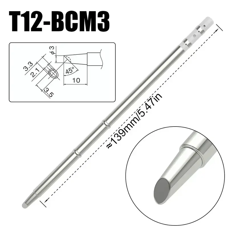 T12-BCM2 T12-bсм3 высококачественный наконечник паяльника со Скосом с вмятиной/наконечником в форме подковы с пазом/формой BCM2/3 наконечника