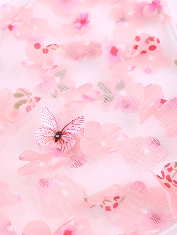 Fantasia rosa borboleta asas, flor delicada, presente de férias infantil, adereços mostrar