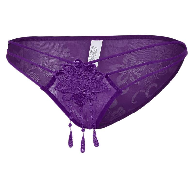 Women's Flower Soft Underpants Tassel Sheer Panties Lingerie Nightwear Seamless G-string Stretch Lace Briefs Bikini Underwear