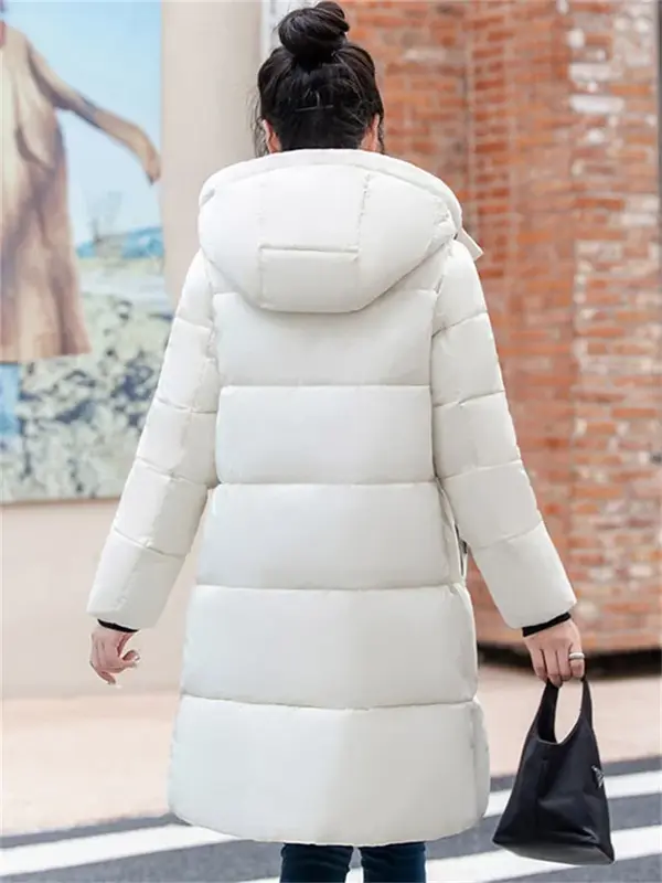 Puchowy płaszcz bawełniany kobiet jesień zima nowa moda białe luźny, gruby ciepło pikowana kurtka Cothing