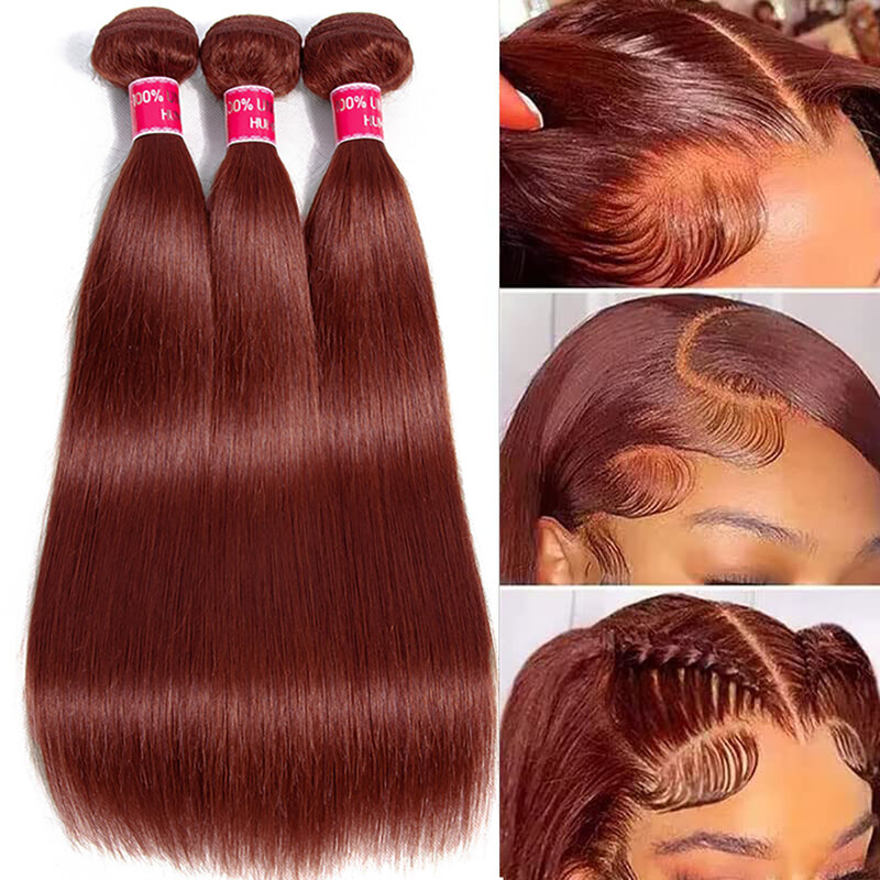 Bundles de cheveux humains raides avec fermeture, cheveux humains bordeaux, brun plonger âtre, 99J, 4x4