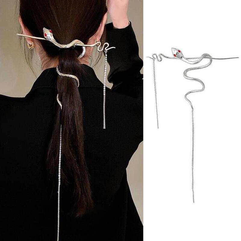 Koreaanse Nieuwe Elegante Kronkelende Slangenvormige Strass Kwastje Knipperende Diamant Haar Clip Haarspeld Hoofdtooi Haaraccessoires Voor M8m2