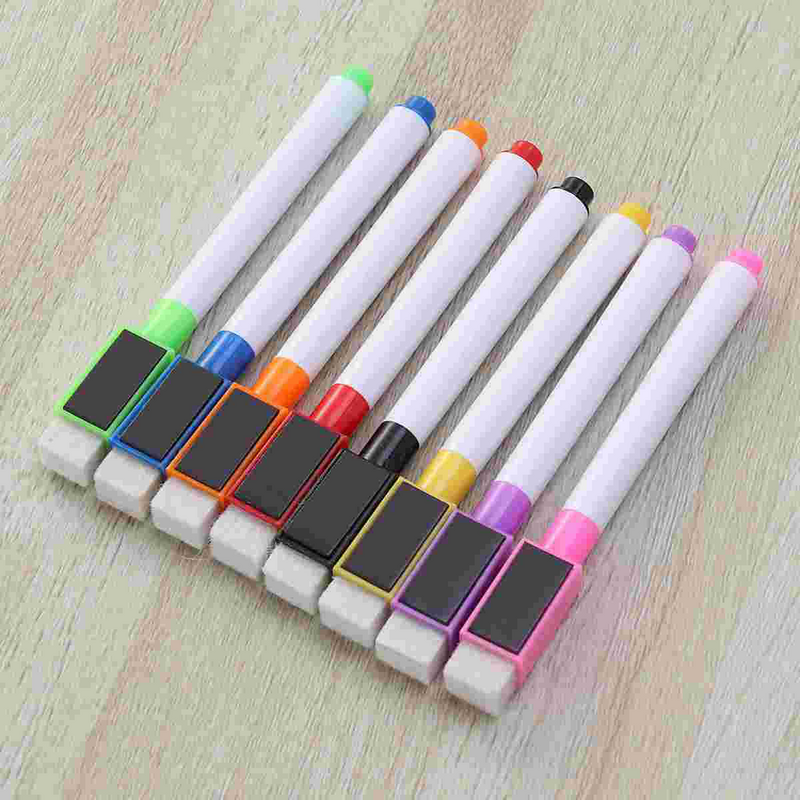 Rotuladores de pizarra blanca borrables, suministros de borrado en seco, borrador blanco, bolígrafo magnético pequeño, bolígrafos escolares