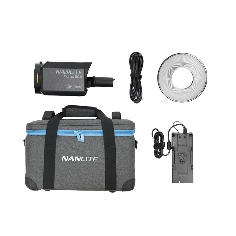 Nanlite Forza-Projecteur Portable, 60B, 60W, 2700K-6500K, Prise de Vue en Plein Air, Lumière de remplissage pour Photographie et Vidéo