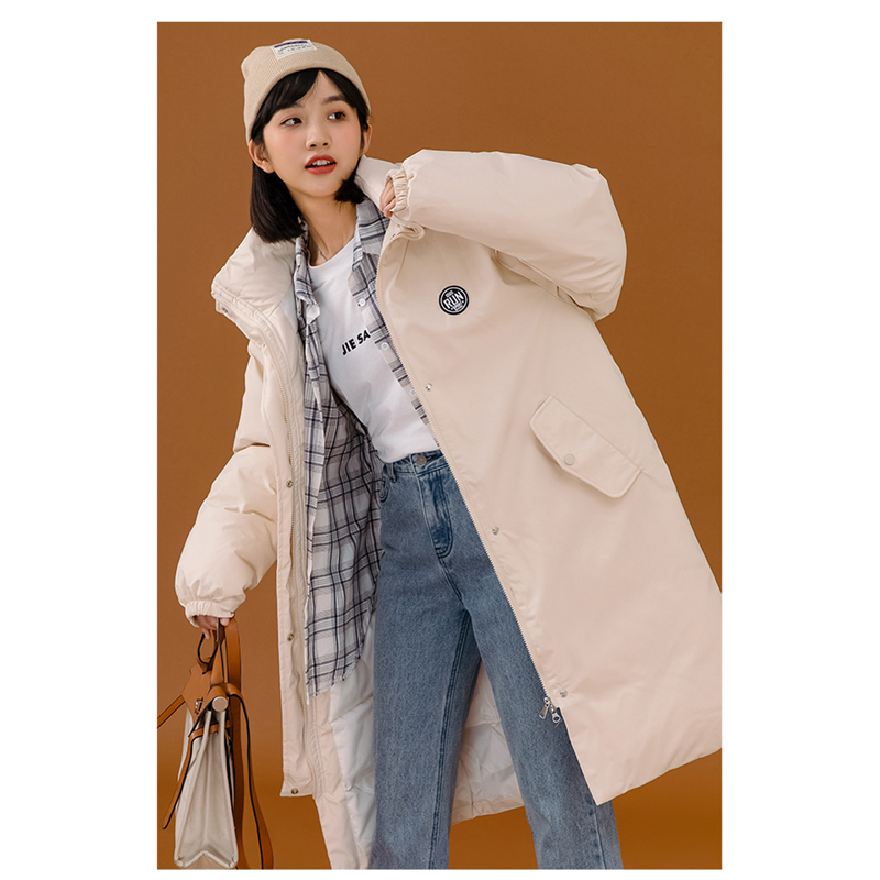 Preto moda feminino manter quente roupas acolchoadas minimalista solta médio e longo para baixo jaqueta Recreativo Versátil Outerwear