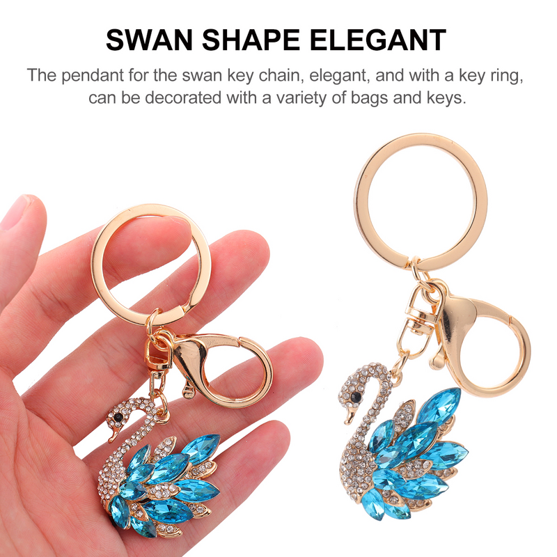 1PC Lovely Swan Keyring Rhinestone Car Bag Hanging Decorations Glitter Keychain