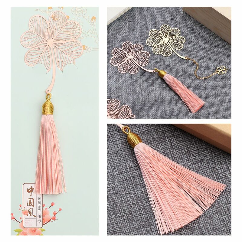 1 Piece Metal Bookmark Chinese Style Creative Leaf Vein Rose Gold Hollow Maple Leaf Fringed Apricot Leaf Bookmark Gifts