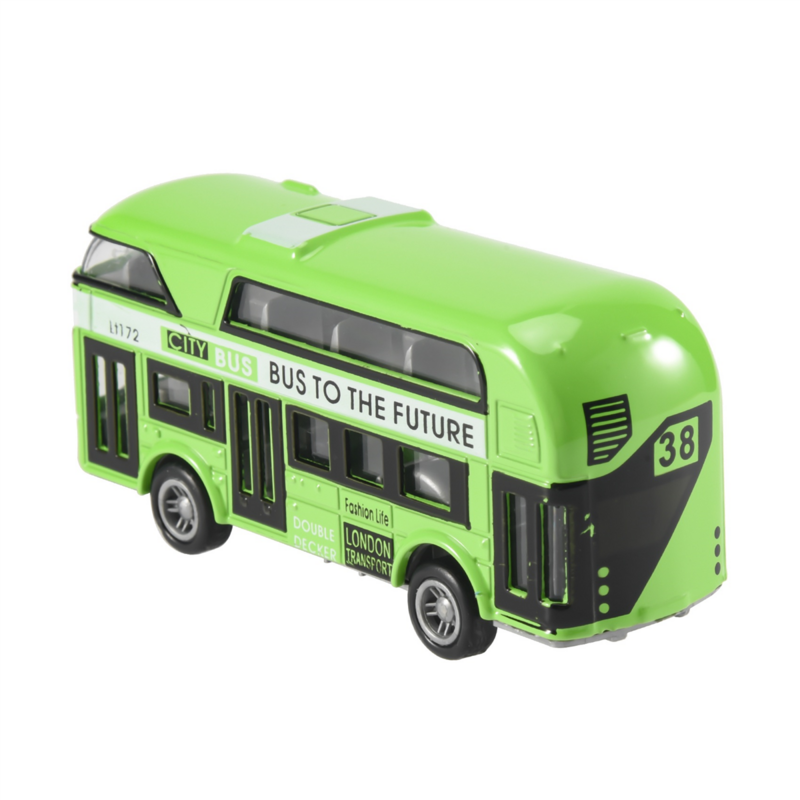 Dubbeldekker Bus Londense Bus Ontwerp Auto Speelgoed Sightseeing Bus Voertuigen Stadsvervoer Voertuigen Forensenvoertuigen, Groen