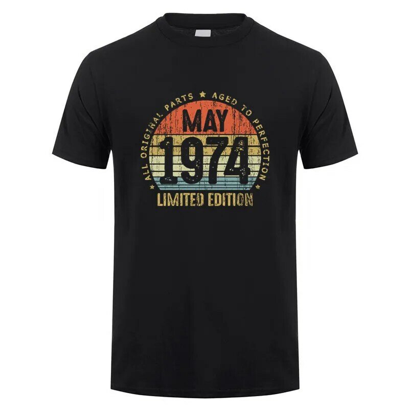 Made In April June 1974 T Shirt Short Sleeve Born in March October November Every Month of 1974 Tops Birthday Gift Tee SD-004