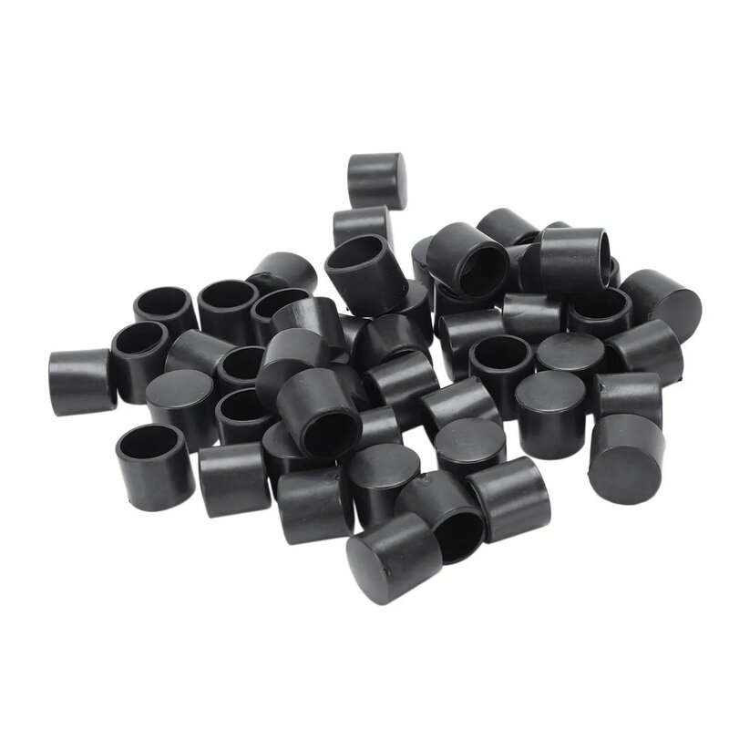 Tapa redonda Flexible de PVC de goma negra, 50 piezas, cubierta de pie redonda de 12mm