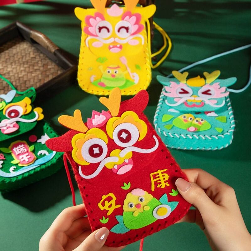 Dragon Pattern Non-woven Fabric Hnadbag Antique Style with Hanging Rope Kindergarten Material Package Chinese Zodiac