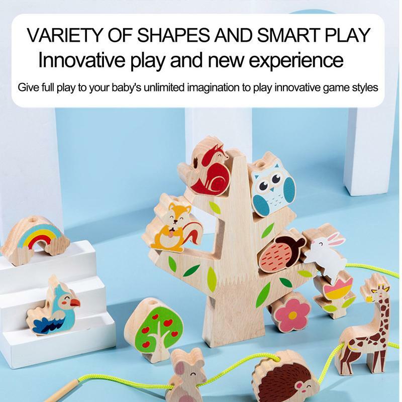 幼児教育、バランスストリング、森、スタッキングゲームの木製のおもちゃ