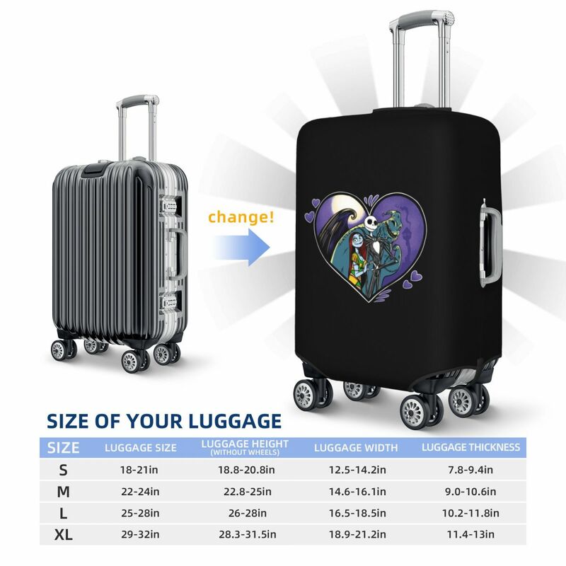 Custom Nightmare Before Christmas Luggage Cover Elastic Jack Skullington Travel Suitcase Protective Covers Fits 18-32 Inch