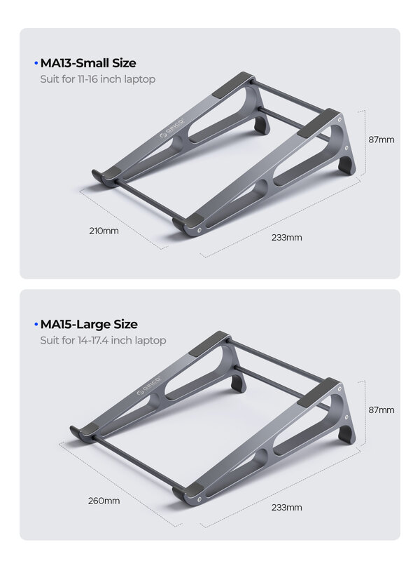 Orico-suporte vertical de alumínio para tablet e pc, suporte destacável para 10-17.4 polegada macbook, 2 em 1