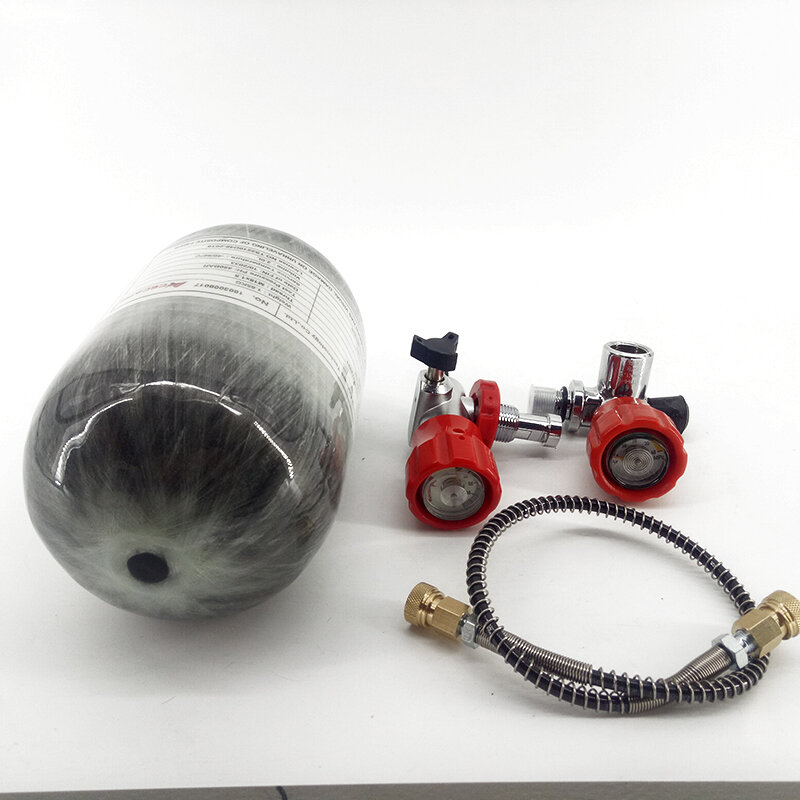 ACECARE-tanque de fibra de carbono con válvula, estación de llenado, cilindro de alta presión comprimido, 30Mpa, para buceo, 2L, CE