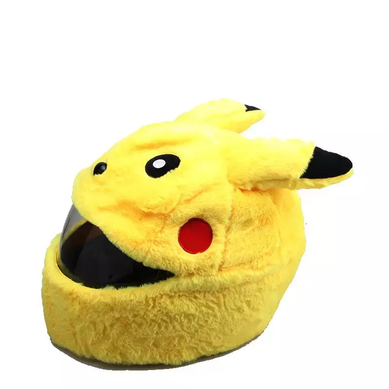Funda de casco de Pokémon Pikachu, cubierta protectora de felpa, Modular, adecuada para motocicleta, cara completa, decoración