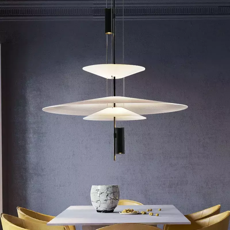 Nowoczesna osobowość LED wiszące lampy latający spodek Home Decor dania projektant stół Bar salon UFO wisiorek światła