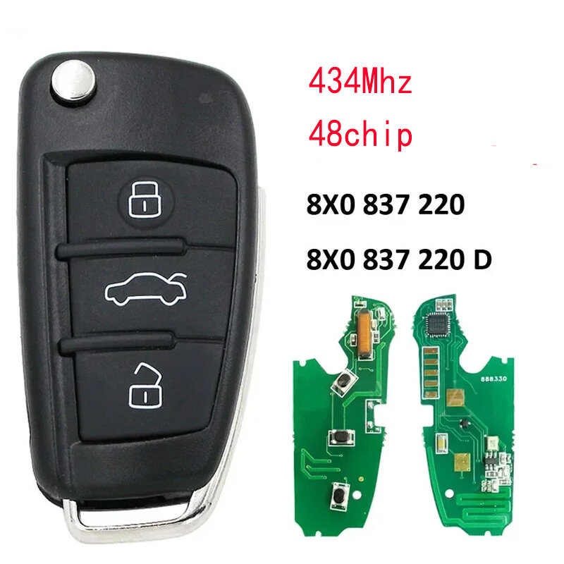 Remote Car Key For Audi A1 Q3 2012 2013 2014 2015 2016 Integrated 48 Chip P/N 8X0837220 D 8X0837220D 434MHz ASK