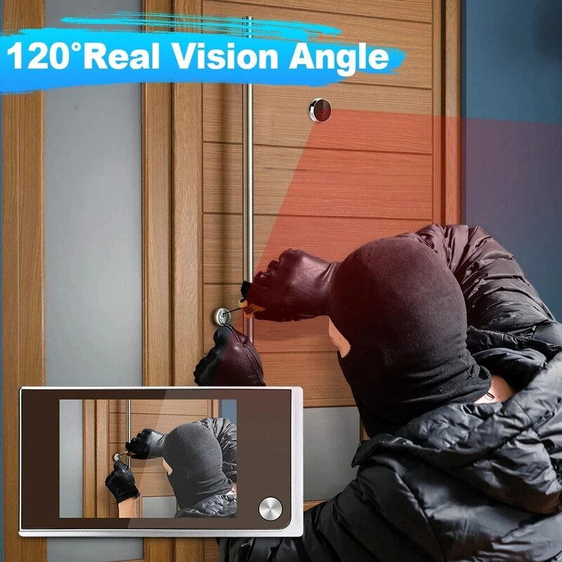 3.5 Inch Doorbell Peephole Viewer Digital Door Camera 120° LCD 2 Million HD Pixels Cat Eye Door Bell Outdoor Monitor
