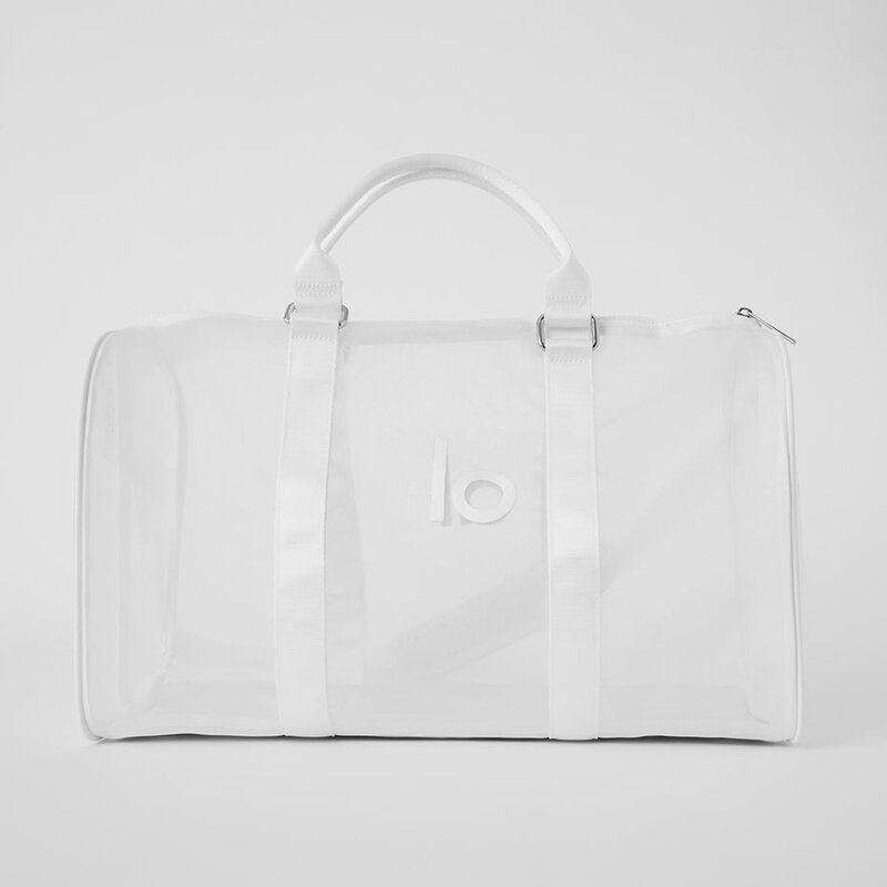 LO Sports Yoga Transparent Handbag Portable Shoulder Bag Large Capacity Handbag Semi-sheer Mesh Black Tote Bag