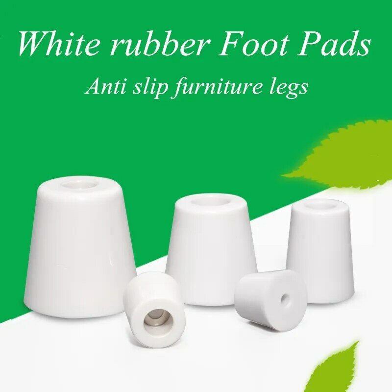 Pés de borracha antiderrapantes brancos para móveis, protetor de piso, perna de mesa, tampa, armário, almofadas inferiores, pernas Funiture, 8pcs