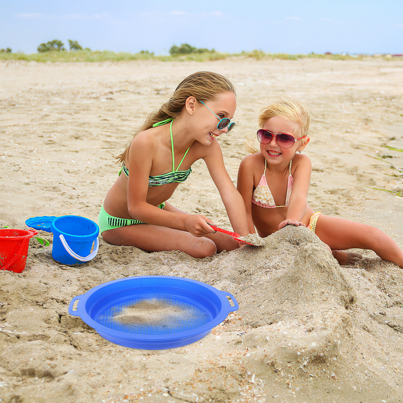 Pantalla de plástico tamiz de suciedad, sartén de arena, tamices de playa, juguetes de verano, filtro de mano para el portátil