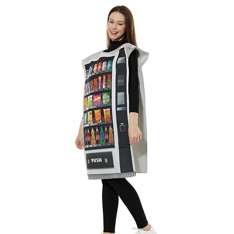 Zabawna automat sprzedający dla dorosłych przebranie na karnawał Halloween kombinezon z gąbką Unisex karnawałowa impreza Purim element ubioru