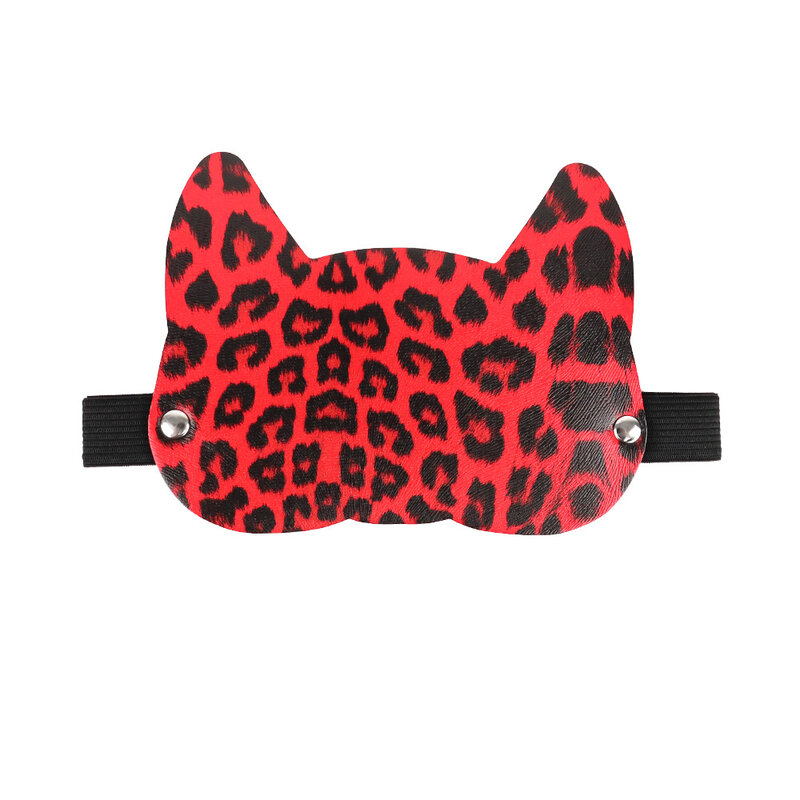 Adult Flirting Passion Sex Toys Cute Cat Sleeping Eye Mask PU Leather Leopard Print Mask Light Tight Props for Women and Couples