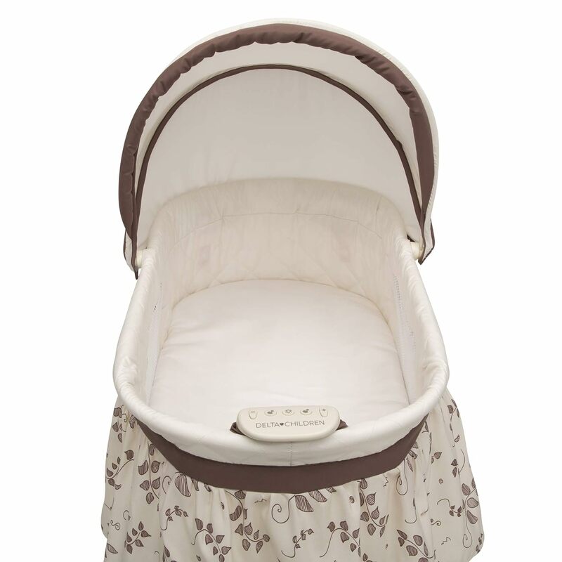 Deluxe Sweet Beginnings Bedside Bassinet - Portable Crib with Lights and Sounds, Falling Leaves